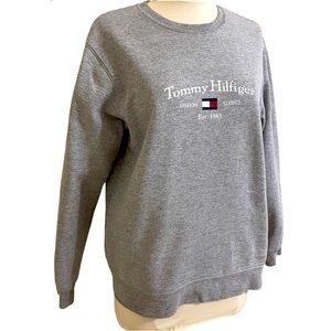 VINTAGE Y2K TOMMY HILFIGER Gray Crewneck Pullover Sweatshirt Size Medium